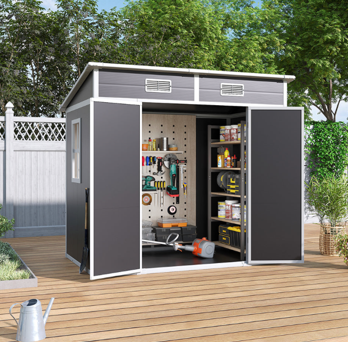 194.1cm Outdoor Plastic Garden Storage Shed 194 L x 123 W x 183cm H