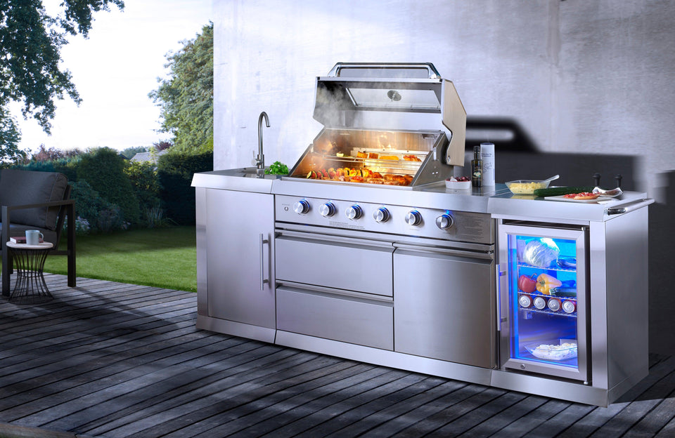 Buschbeck Oxford 4 Burner Gas BBQ Outdoor Kitchen with Fridge and Sink